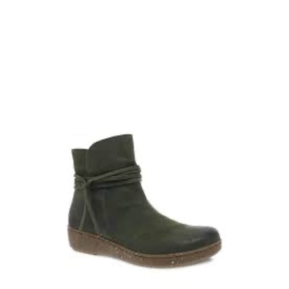 Dansko evelyn Ankle Boots Womens 40 US 9.5-10 Green Excellent Leather Wrap Tie